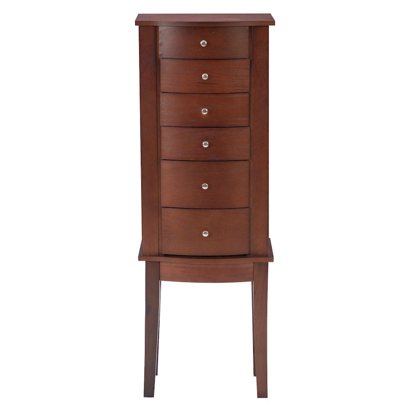 Schmuckschrank aus Holz mit 6 Schubladen – Merlotbraun
