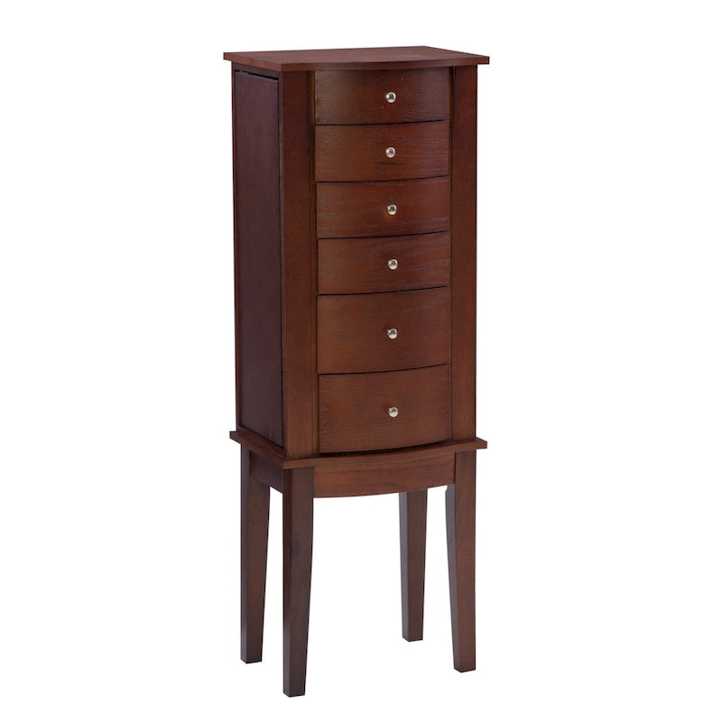 Schmuckschrank aus Holz mit 6 Schubladen – Merlotbraun