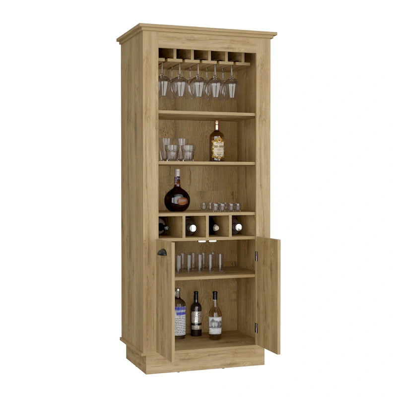 Barschrank mit Weinflaschenhalterung für 4 Flaschen & Gläserhalter