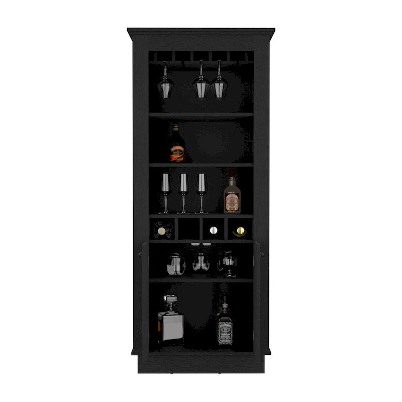 Barschrank mit Weinflaschenhalterung für 4 Flaschen & Gläserhalter