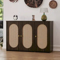 Retro-Sideboard mit 3 Türen und Rattan-Paneelen