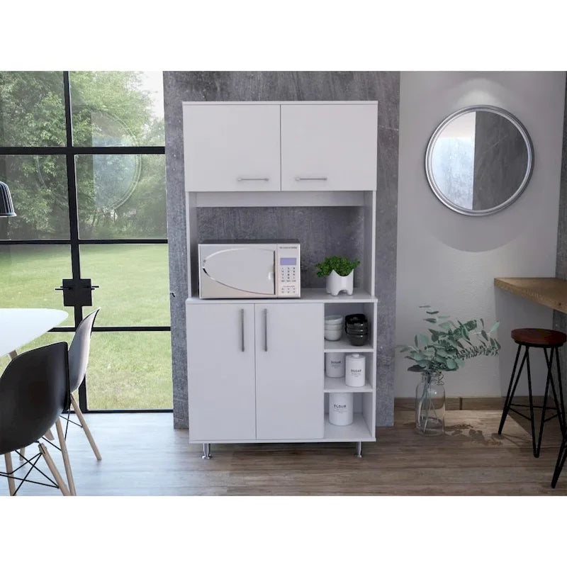 241 cm Speisekammer mit 2 Doppelschränken & 3 offenen Regalen