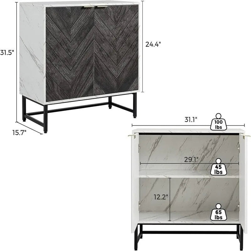 Modernes Buffet-Sideboard mit Marmormuster