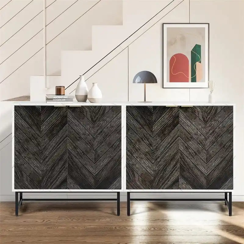 Modernes Buffet-Sideboard mit Marmormuster