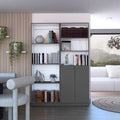 Kenyon Tall 4-Shelf wide and Cabinet Bookcase Set of 2