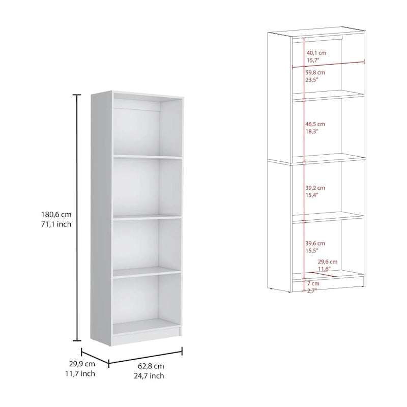 Hohes 4-stöckiges Bücherregal 2er-Set mit Schrank