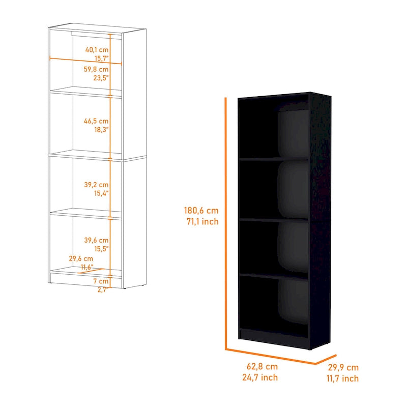 Hohes 4-stöckiges Bücherregal 2er-Set mit Schrank
