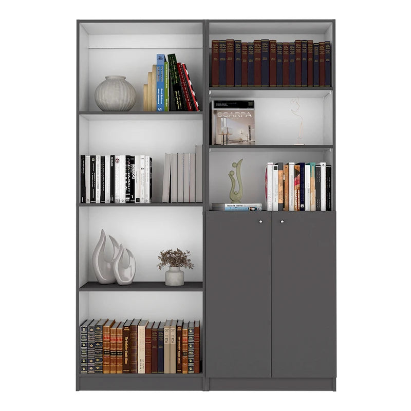 Hohes 4-stöckiges Bücherregal 2er-Set mit Schrank