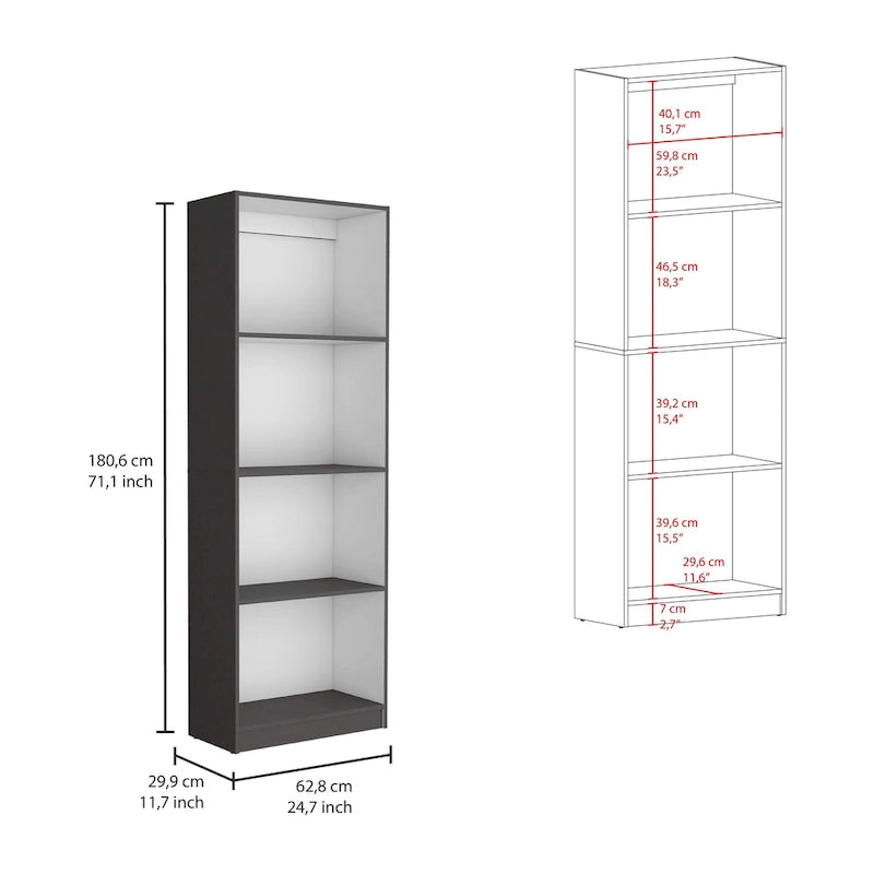 Hohes 4-stöckiges Bücherregal 2er-Set mit Schrank