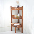 Eckregal aus massivem Teakholz mit 3 Ablagen – 52,7 cm L x 37,5 cm B x 108 cm H