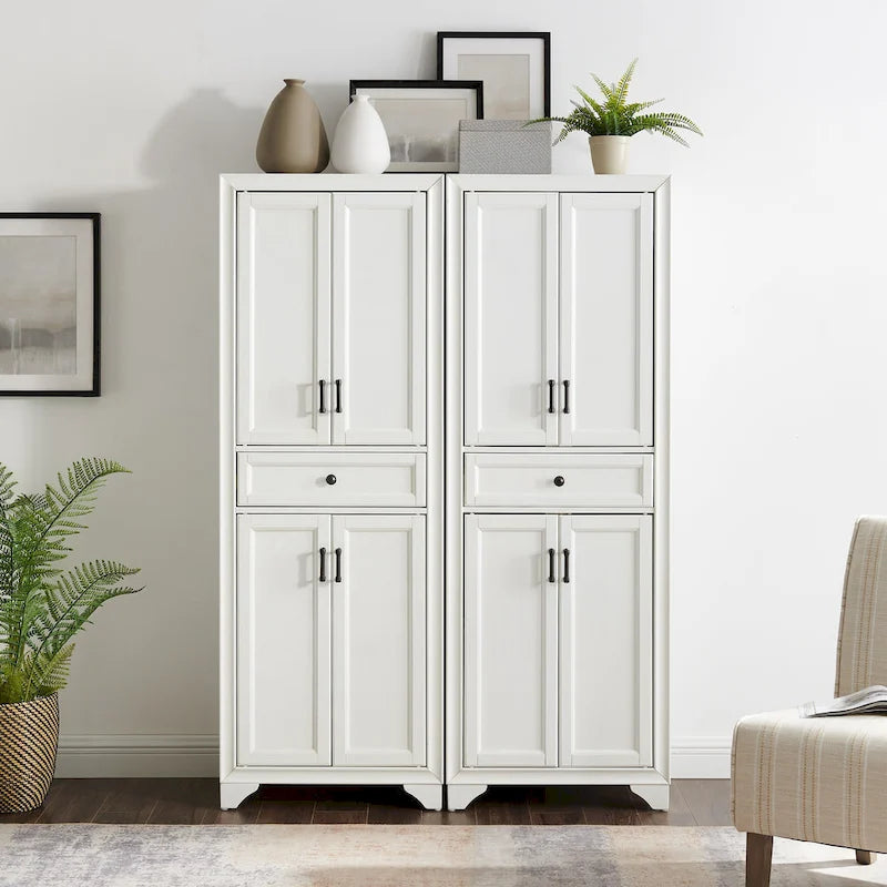2-teiliges Vorratsschrank-Set mit Doppeltüren & Schublade – 47,5B x 15T x 67,75H
