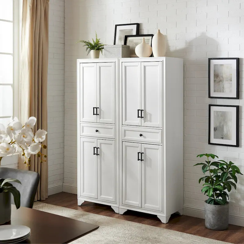 2-teiliges Vorratsschrank-Set mit Doppeltüren & Schublade – 47,5B x 15T x 67,75H