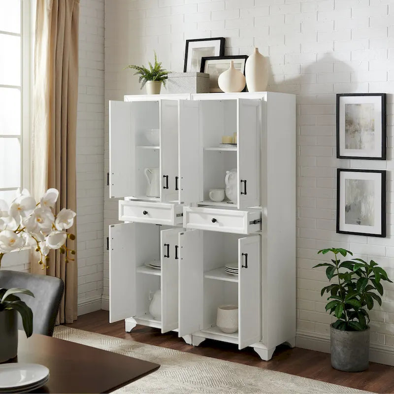 2-teiliges Vorratsschrank-Set mit Doppeltüren & Schublade – 47,5B x 15T x 67,75H