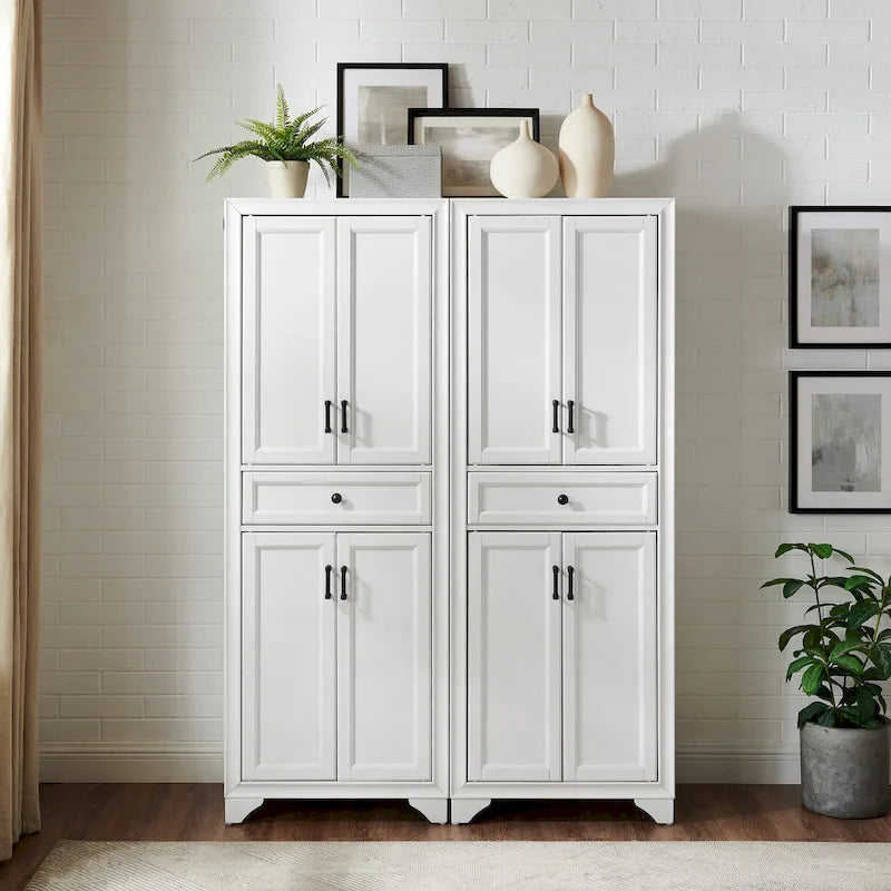 2-teiliges Vorratsschrank-Set mit Doppeltüren & Schublade – 47,5B x 15T x 67,75H