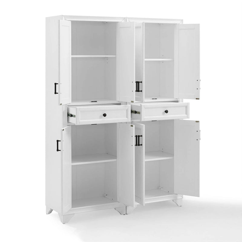 2-teiliges Vorratsschrank-Set mit Doppeltüren & Schublade – 47,5B x 15T x 67,75H