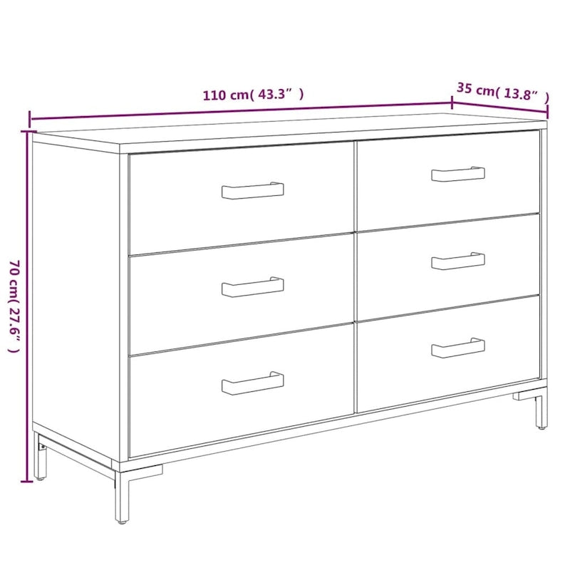 Sideboard Kaffeebar Anrichte mit Schubladen - Kiefer Massivholz 110x35x70 cm
