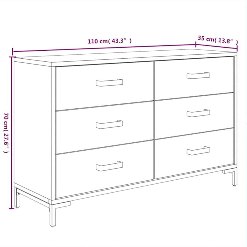 Sideboard Kaffeebar Anrichte mit Schubladen - Kiefer Massivholz 110x35x70 cm