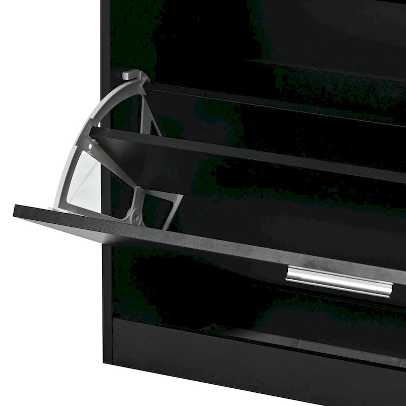 Schuhschrank mit Glasplatte und LED-Beleuchtung
