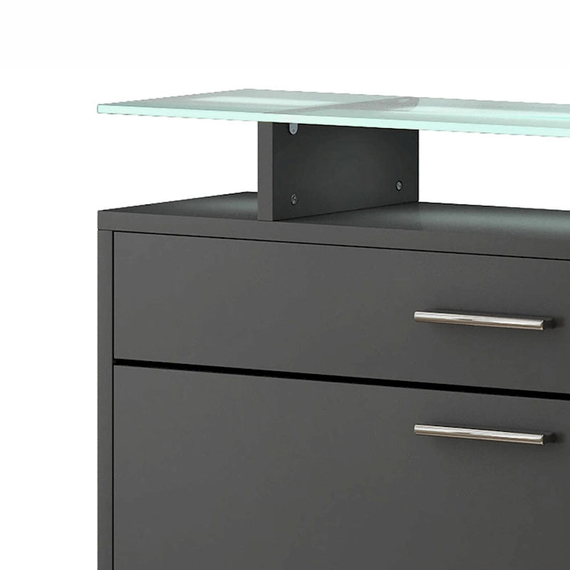Schuhschrank mit Glasplatte und LED-Beleuchtung