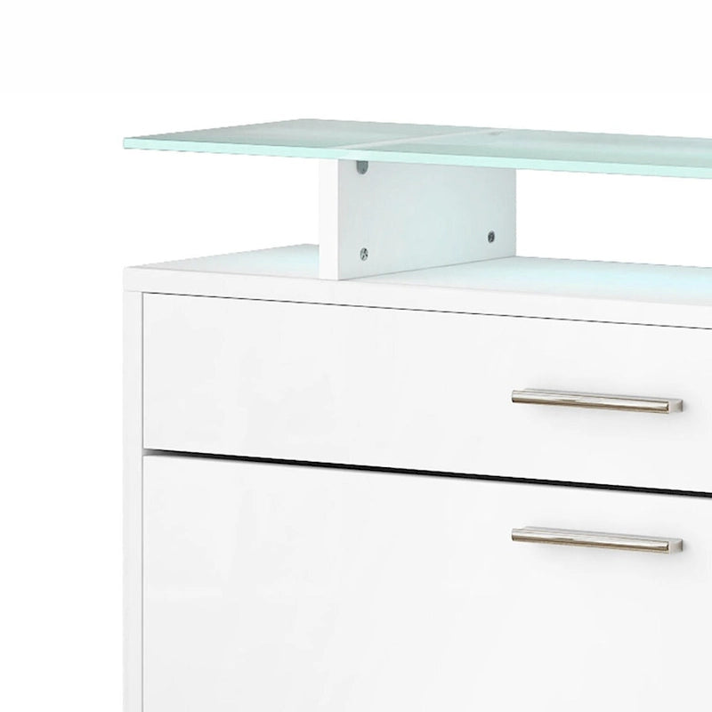 Schuhschrank mit Glasplatte und LED-Beleuchtung
