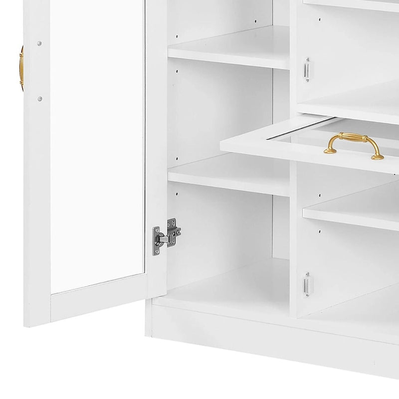 Eleganter Schuhschrank aus Holz mit goldenen Metallgriffen