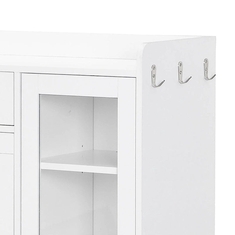 Eleganter Schuhschrank aus Holz mit goldenen Metallgriffen