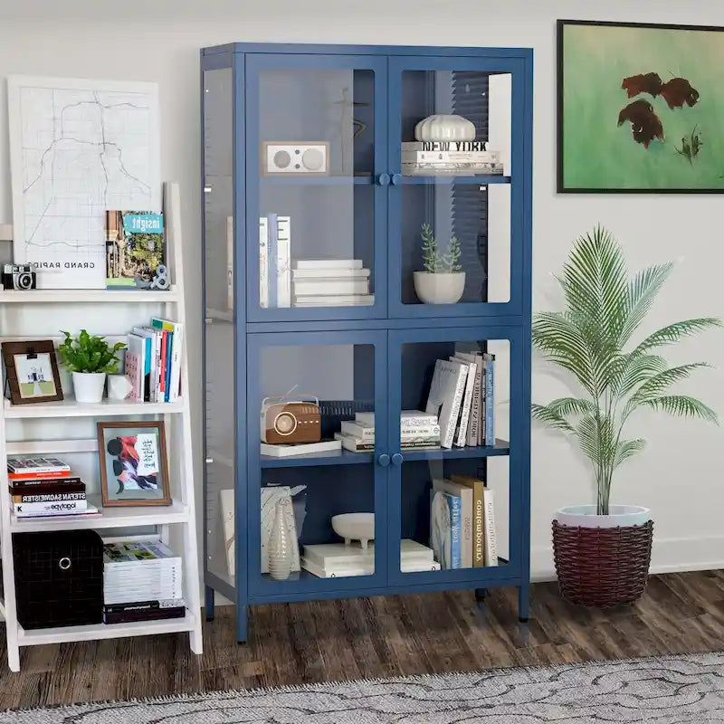 Glastürschrank mit verstellbaren Einlegeböden für Küche und Wohnzimmer