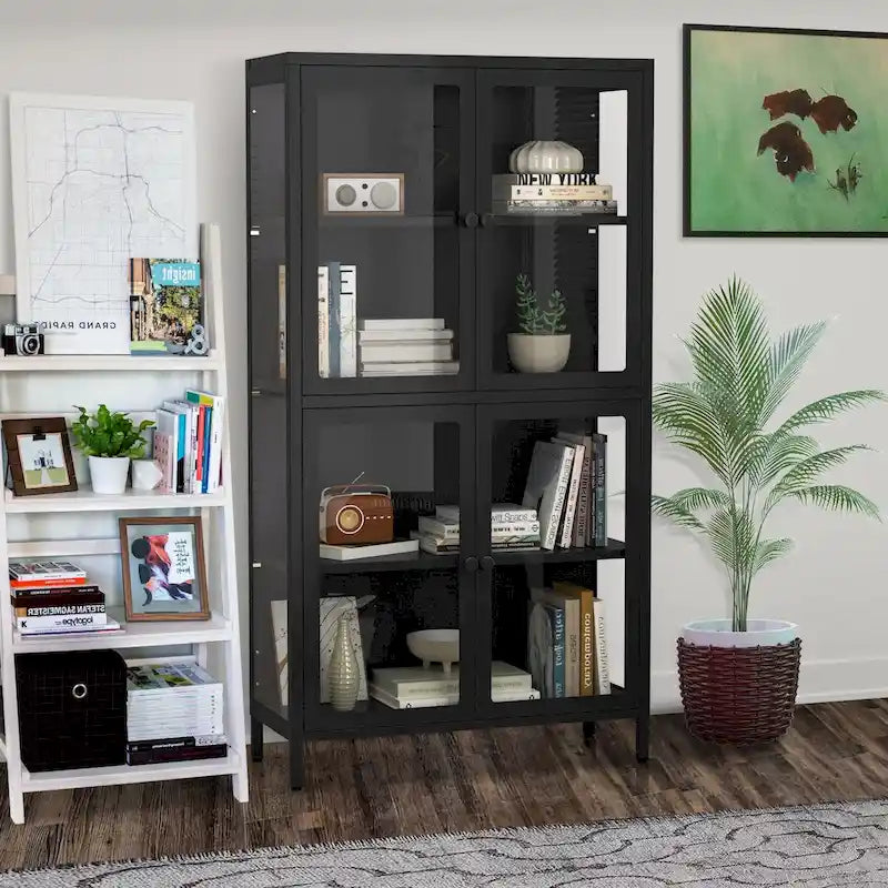 Glastürschrank mit verstellbaren Einlegeböden für Küche und Wohnzimmer