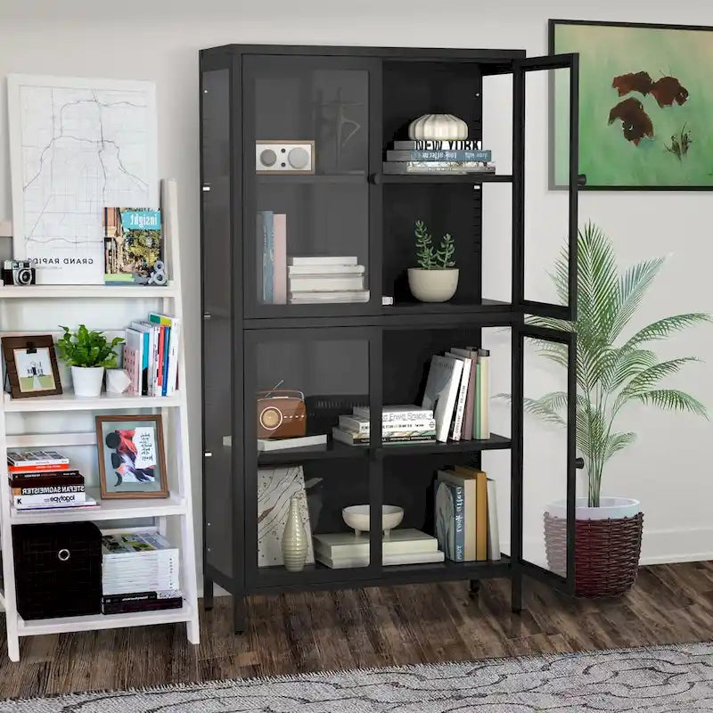 Glastürschrank mit verstellbaren Einlegeböden für Küche und Wohnzimmer