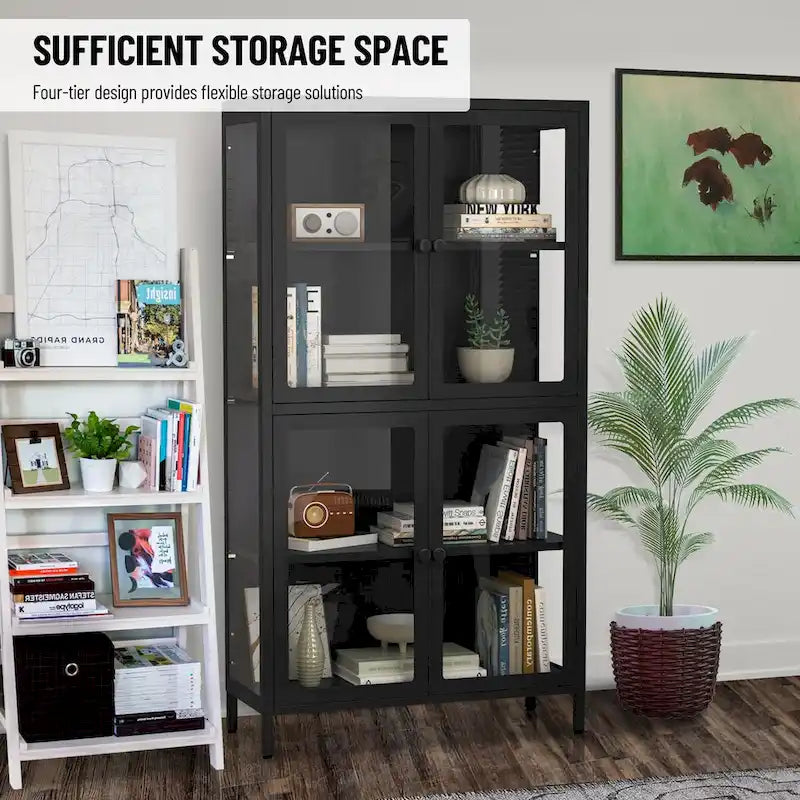 Glastürschrank mit verstellbaren Einlegeböden für Küche und Wohnzimmer