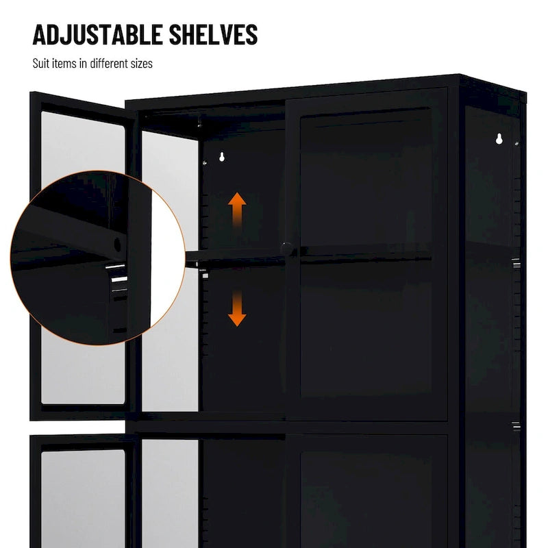 Glastürschrank mit verstellbaren Einlegeböden für Küche und Wohnzimmer