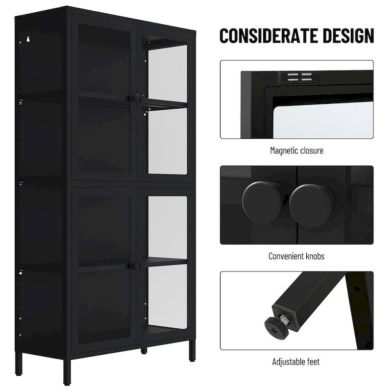 Glastürschrank mit verstellbaren Einlegeböden für Küche und Wohnzimmer