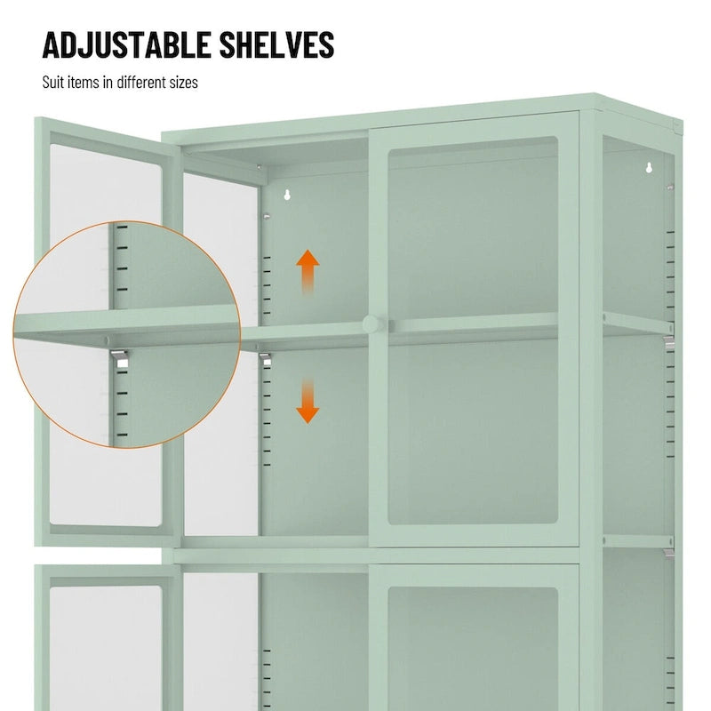 Glastürschrank mit verstellbaren Einlegeböden für Küche und Wohnzimmer