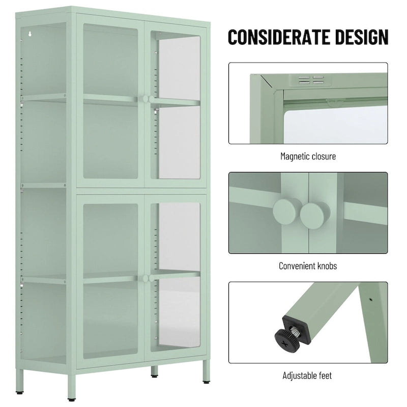 Glastürschrank mit verstellbaren Einlegeböden für Küche und Wohnzimmer