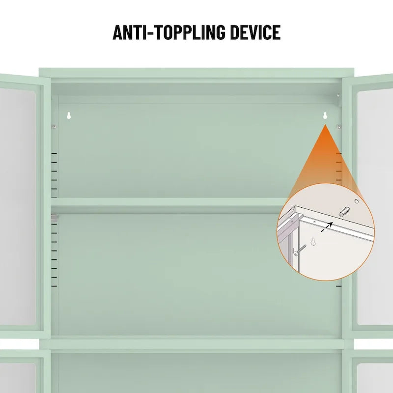 Glastürschrank mit verstellbaren Einlegeböden für Küche und Wohnzimmer