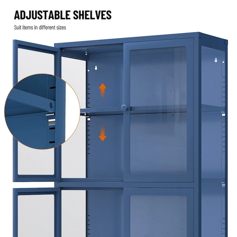 Glastürschrank mit verstellbaren Einlegeböden für Küche und Wohnzimmer