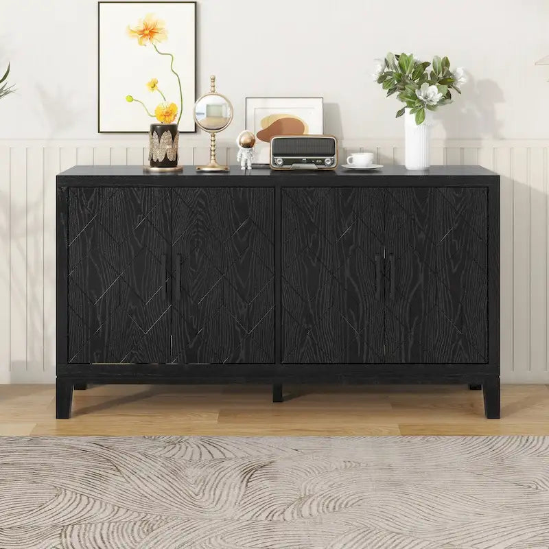 4-türiges Retro-Sideboard mit verstellbaren Einlegeböden