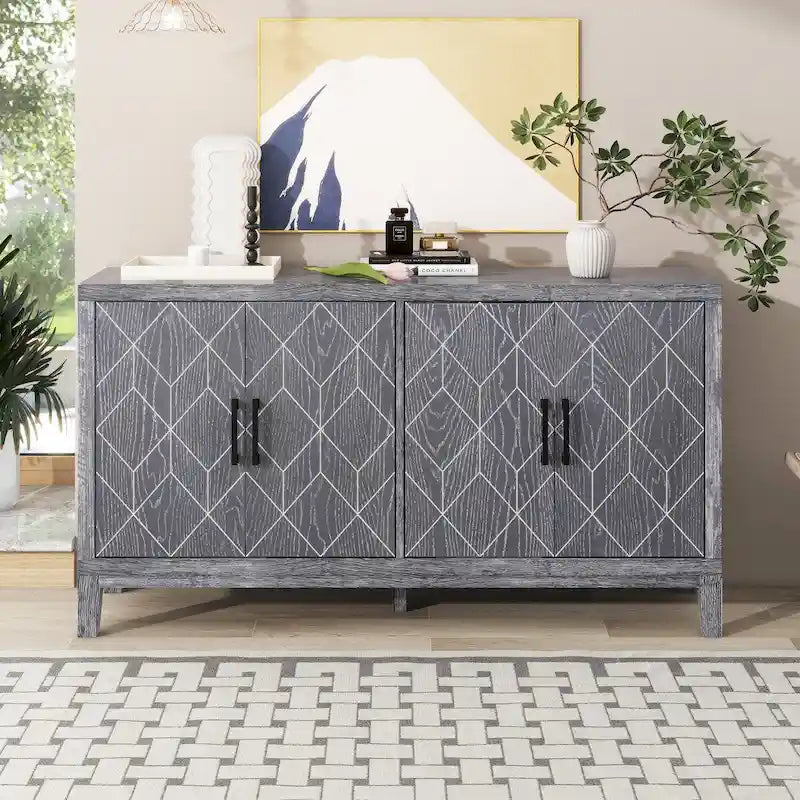 4-türiges Retro-Sideboard mit verstellbaren Einlegeböden