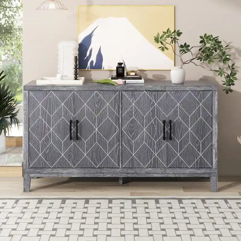 4-türiges Retro-Sideboard mit verstellbaren Einlegeböden
