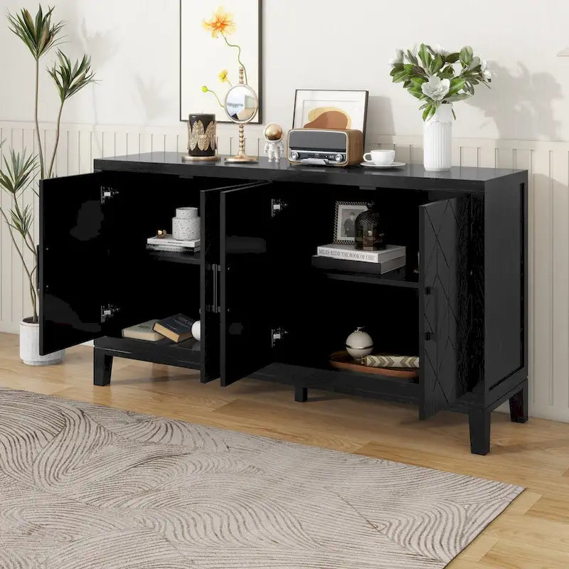 4-türiges Retro-Sideboard mit verstellbaren Einlegeböden