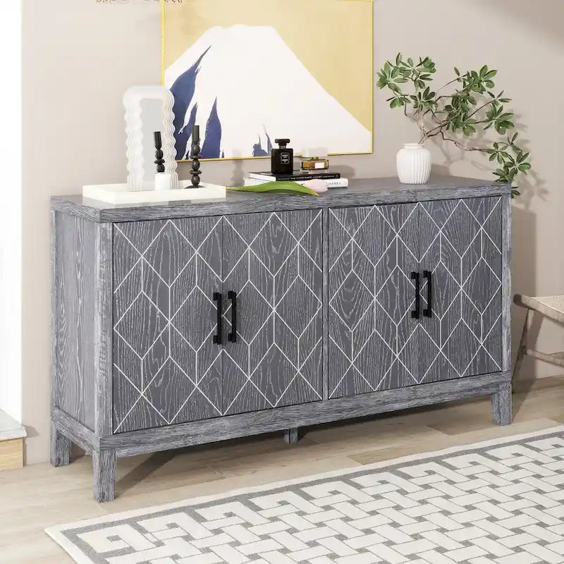 4-türiges Retro-Sideboard mit verstellbaren Einlegeböden