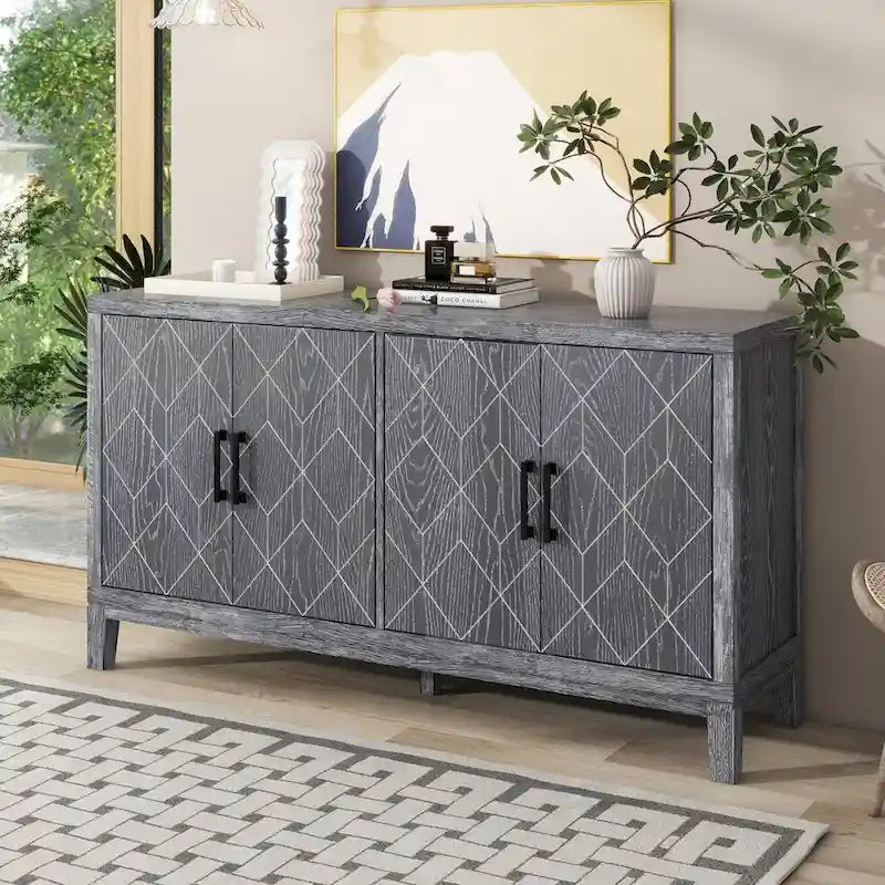 4-türiges Retro-Sideboard mit verstellbaren Einlegeböden