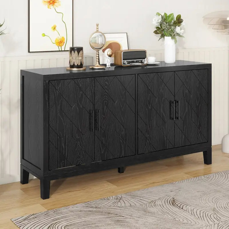 4-türiges Retro-Sideboard mit verstellbaren Einlegeböden