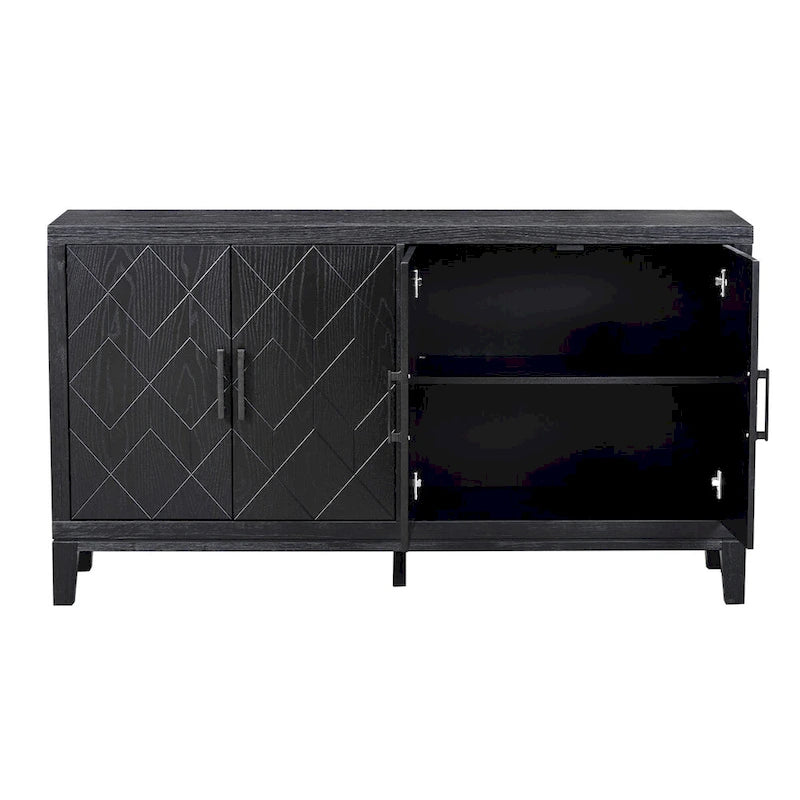 4-türiges Retro-Sideboard mit verstellbaren Einlegeböden