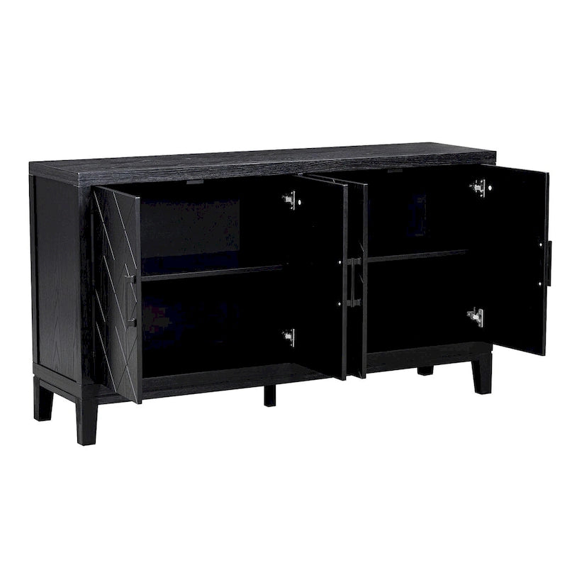 4-türiges Retro-Sideboard mit verstellbaren Einlegeböden