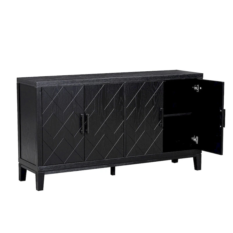 4-türiges Retro-Sideboard mit verstellbaren Einlegeböden