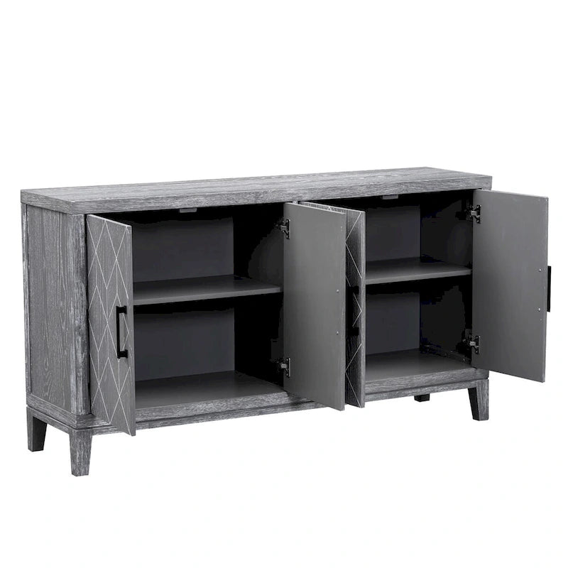 4-türiges Retro-Sideboard mit verstellbaren Einlegeböden