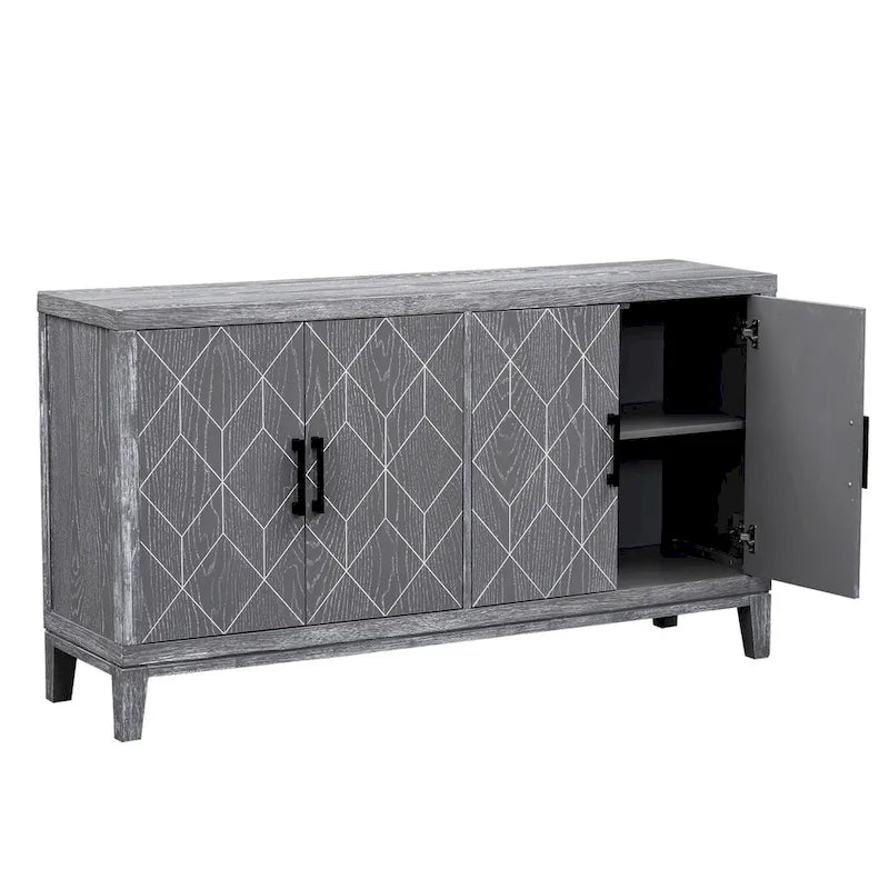 4-türiges Retro-Sideboard mit verstellbaren Einlegeböden