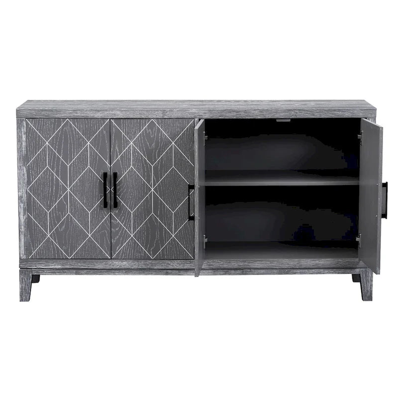 4-türiges Retro-Sideboard mit verstellbaren Einlegeböden