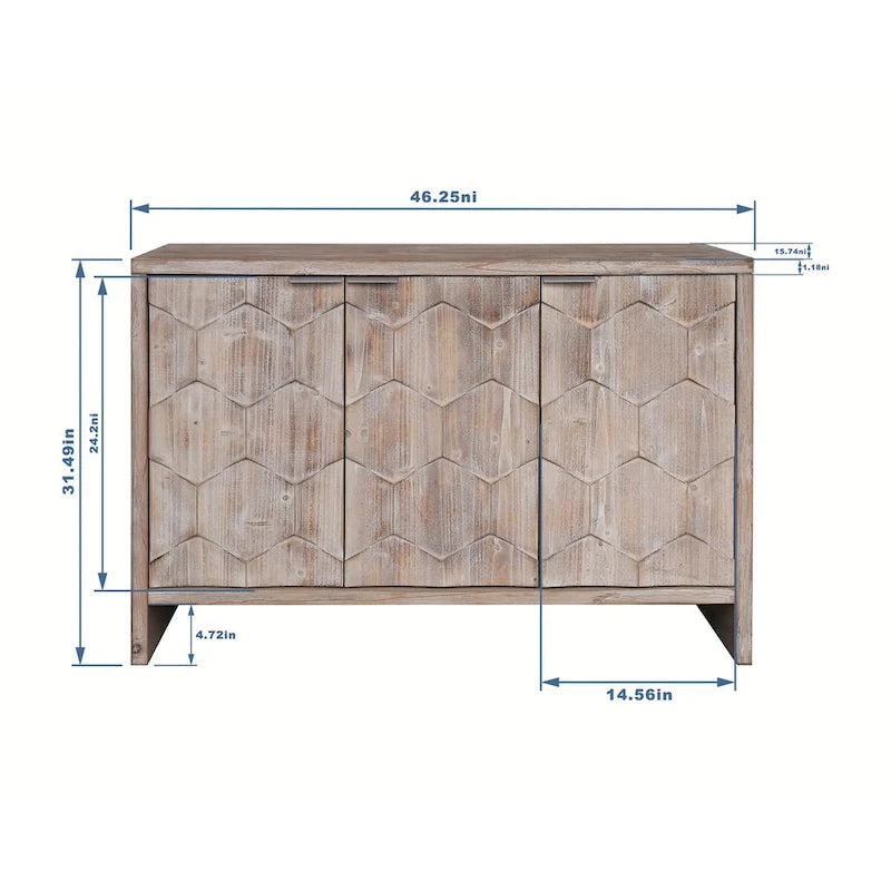 Bauernhaus-Buffetschrank aus Holz mit 3 Türen